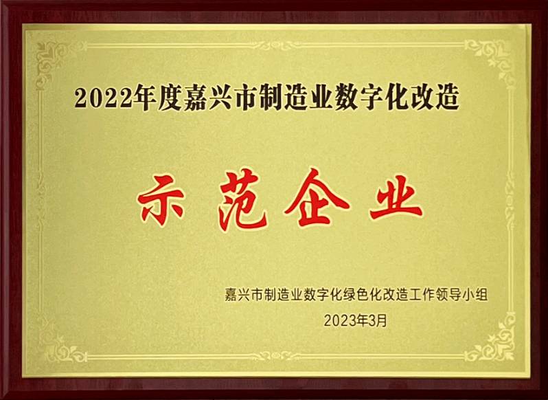 2022年度嘉兴市制造业数字化刷新树模企业（奖牌）